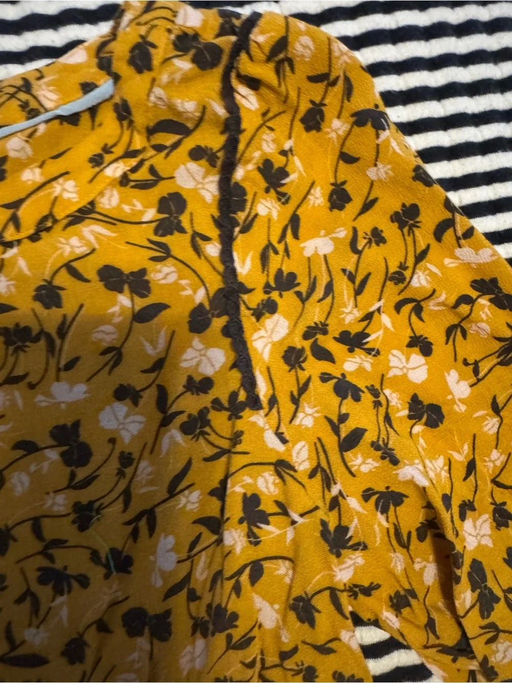 Anthropologie Mustard Floral Ruffle Peasant Blouse - Picture 7 of 7